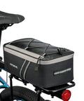 Rear Bike Rack Bag With Rain Cover Waterproof 7L Pannier for Commuter and Outdoor Use, PU Leather and Polyester, Mounted on Bike