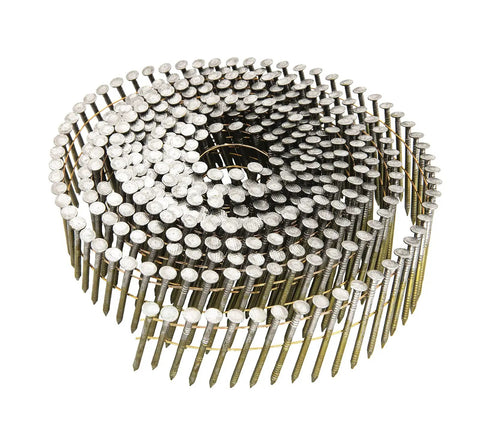 1-1/2 Inch Hot-Dipped Galvanized 15 Degree Collated Wire Coil Siding Nails Full Round Head Ring Shank 0.092 Inch For Rough Nailing Lathing And Sheathing 1600 Count in coil form