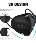 3D design of KN95 Face Masks 100 Pack 5-Ply Breathable Cup Dust Disposable Masks for adults and teens, high filtration.