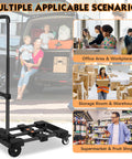 Heavy Duty Hand Truck 500 Lb Capacity With One Touch Retractable Handle And Extendable Plate, images of travel and workplace use
