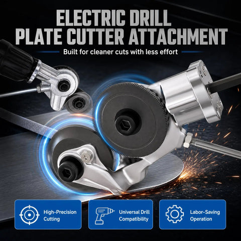 Upgraded Electric Drill Plate Cutter Attachment Metal Nibbler with high precision metal cutting gears for improved labor-saving operations.