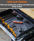 Drawer with Universal Heavy-Duty Tool Box And Shelf Liner Non-Slip PVC Mat holding screwdrivers and tools