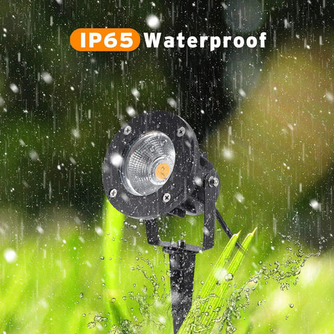 Heavy Duty 18W LED Landscape Light Set, 120V AC Warm White Waterproof Spotlight in rain, aluminum ground stake, IP65 rated