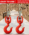 Heavy Duty 2 Ton Swivel Hooks With D Ring Shackle And 0.5 Inch Shackle, G80 Rated Lifting Hooks, 4,400 Lbs Safe Load Limit, Alloy Steel Round Rotating Trailer Chain Hooks used with 1/2 inch chain