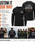 Premium Custom Men Long Sleeve Work Shirt Built Different Heavy Duty Hi Vis Safety Apparel Company Uniform Logo Print Durable black shirt with custom design.