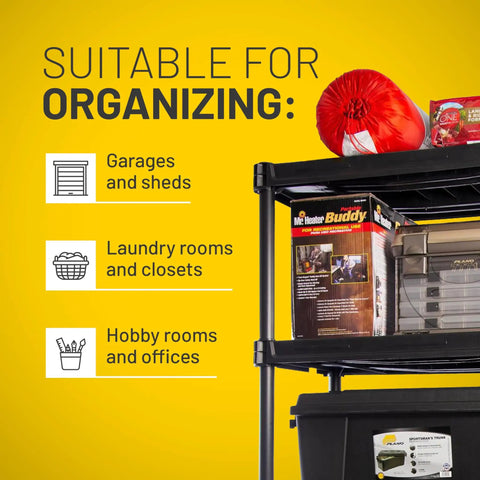 Heavy Duty Five Shelf Plastic Storage Rack Measuring 73 X 36 X 18 Inches With A 750 Lb Weight Capacity Built Like A Tank For Garage Pantry Closets And Offices Easy As Pie Setup Delivers Rock Solid Organization