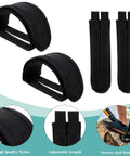4 Pack Black Pedal Straps For Fixed Gear Bikes, Adjustable Foot Rest Strips with durable nylon material, front and rear view