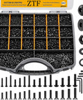 Massive 4065 Piece Metric Screw Assortment Kit With M2 M3 M4 M5 Hex Socket And Flat Head Screws, Nuts, Washers, Lock Washers, And Hex Wrenches, 34 Common Sizes From 6mm To 30mm For DIY Electronics RC And Home Projects. Black metric screw assortment in organizer case with nuts, washers, and hex wrenches