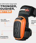 Heavy Duty Knee Pads For Work And Home Use With Double Gel Comfort Extra Thick Foam Adjustable Non Slip Straps Ideal For Construction Gardening Flooring Roofing And More For Men And Women in black and orange design