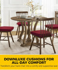 Dining room with wooden table and chairs featuring Red U Shaped Dining Chair Cushions 4 Pack With Ties And Non Slip Backing