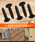 Beefy M4 X 10mm Flat Head Socket Cap Self Tapping Screws In 304 Stainless Steel With Black Finish, shown with application examples