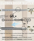 Diagram of Two Pack Pocket Door Soft Close Top Hanger Assemblies Bi Directional Operation Fits 100 Series Tracks Works With 1500 1560 1562 Doors 1 Inch Nylon Ball Bearing Tri Wheel showing engagement steps.