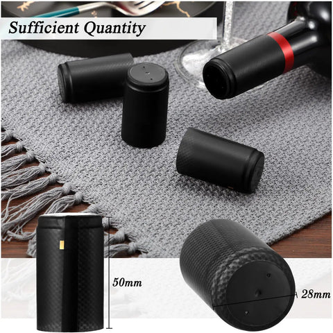 Top Shelf Black PVC Heat Shrink Bottle Caps With Ridiculously Slick Finish For Wine And Hot Sauce Packaging 200 Piece Box, 28 x 50 mm