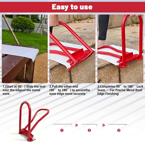 HTSL25E2 Pro Roofer Grade Roof Eaves Seam Bender red tool demonstration on metal roof edges