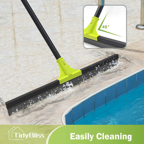 Heavy Duty 24 Inch Floor Squeegee With 62 Inch Telescoping Handle For Fast Water Cleanup On Concrete Pools Decks Garages Showers Windows And More Green For Indoor And Outdoor Use