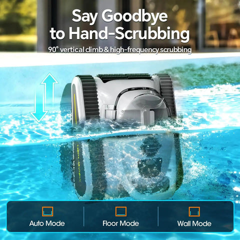 Cordless Robotic Pool Cleaner For Inground And Above Ground Pools With 180W Brushless Motor 3 Hour Runtime Wall Climbing