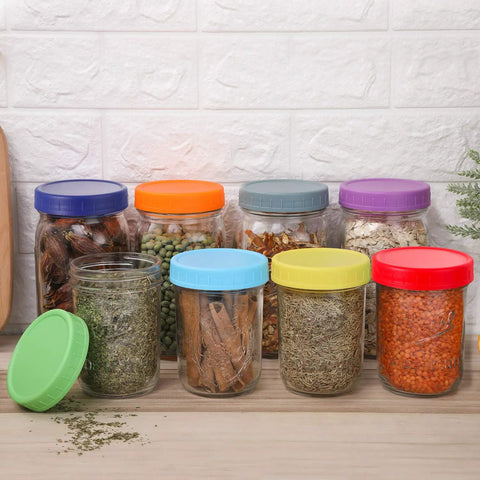 Hella Versatile Wide Mouth Mason Jar Lids 16 Pack Dope Colored Plastic Caps For Ball And Kerr Canning Jars Featuring Legit Leak Proof Food Grade Storage Covers That Make Your Pantry Pop