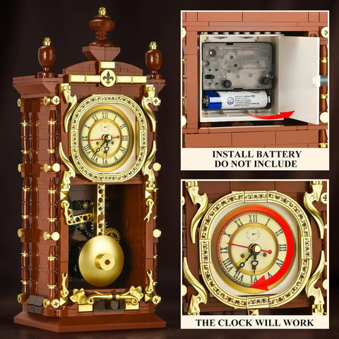 Retro Clock Building Kit For Adults With Rotating Gears And Old School Vibe Pendulum For Home Decor 751 Piece Mechanical Set