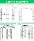 Assembly instructions for Big Ol 7.22 Foot Tall Double Arch Garden Trellis with steps and diagrams.