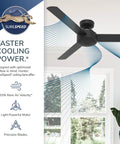 52 Inch Indoor Ceiling Fan No Light Matte White Triple Blade Ceiling Fan with Standard Mount and Wall Control in action