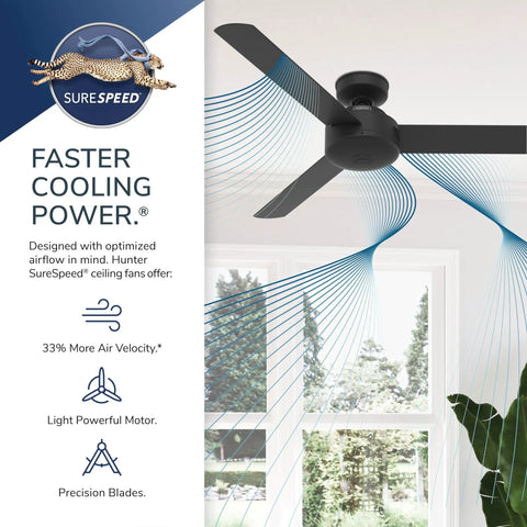 52 Inch Indoor Ceiling Fan No Light With 3 Blades And Standard Mount For Bedroom Living Room Or Kitchen Matte Nickel Finish With Wall Control And Quiet High Airflow SureSpeed Performance in room setting