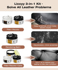 All In One Leather Repair Kit With Recoloring Balm Filler And Conditioning Cleaner For Sofas Car Seats Jackets Purses Shoes