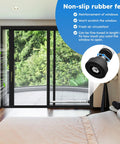 Heavy Duty Adjustable Window Security Bars Fit Sliding Or Vertical Frames Lock Your Spot Tight While Pulling In Fresh Air White Set Of Two Non-slip rubber feet on a sliding door.