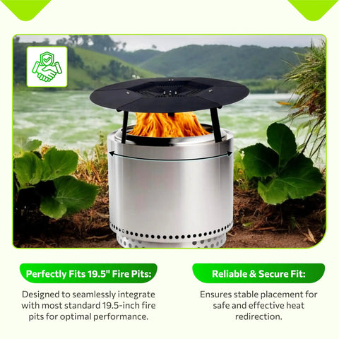 Heat Deflector For Fire Pit Fits Solo Stove Bonfire And Other 19.5 Inch Pits Stainless Steel Shield With Lifting Handle Smokeless Backyard Fire Pit Accessory on a field