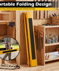 Badass 2 Pack Folding Sawhorse 660 Lb Heavy Duty Metal Work Stands With 12 Height Adjustments And Sturdy Carry Handles For Contractors And Job Sites Portable, folded design for easy storage.