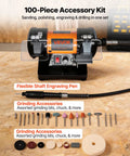 100-piece accessory kit for Heavy Duty Bench Buffer Polisher With Hella Adjustable Speed Up To 10600 Rpm for DIY tasks.