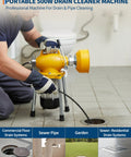 Heavy Duty Auto Feed Electric Drain Cleaner 500W Plug Chucker in use for cleaning sewer pipe and drains.