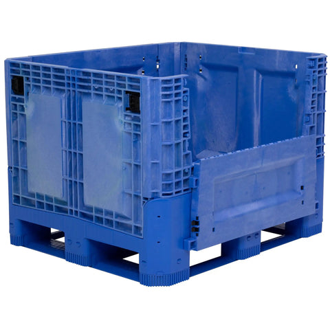 Heavy Duty Collapsible Bulk Box 48x40x33 Inch Plastic Storage Tote with Drop Door and Four Way Forklift Access.