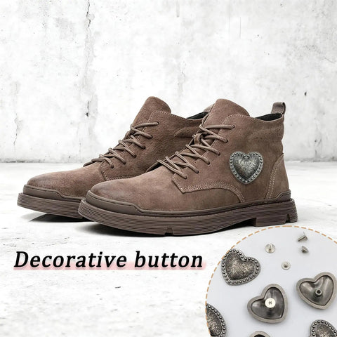 Kick Up Your Craft Game With Heart Shaped Rivets Screw Back Zinc Alloy Studs Solid Silver Metal Conchos For Leather Belts Bags DIY Projects Legit Dope Vibe on brown shoes