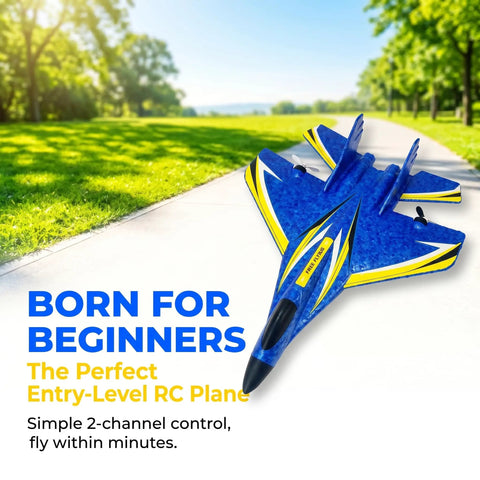 Beginner Friendly Remote Control Airplane With Gyro Stabilization, 2.4GHz RC Plane Ready To Fly Foam Aircraft in park.