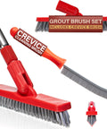 Grout Cleaning Powerhouse With Long Handle V Shaped Scrub Brush And Telescopic Grip Handy Handheld Stiff Bristle Scrubber set