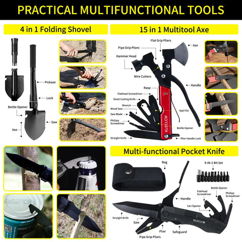 All In One 160 Piece Survival And First Aid Kit For Outdoors With Upgraded MOLLE Bag, Emergency Camping Gear with tools