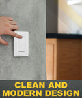 3-Way Decorator Paddle Light Switch With Dual Location Control, 15A 120 277V, On Off Rocker, White, Modern Sleek Wall Switch For Staircases, Hallways And Living Rooms installed on a gray wall