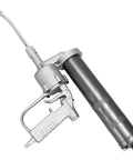 Hi Power Air Operated Grease Gun Heavy Duty Workhorse with 14 Ounce Capacity 6000 PSI showing 6 Inch Steel Extension