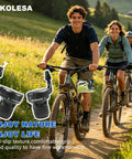 Cyclists riding with Revoshift 3x7 Speed Shifter Set For Mountain Bikes With Left And Right Levers And Non Slip Rubber Grips