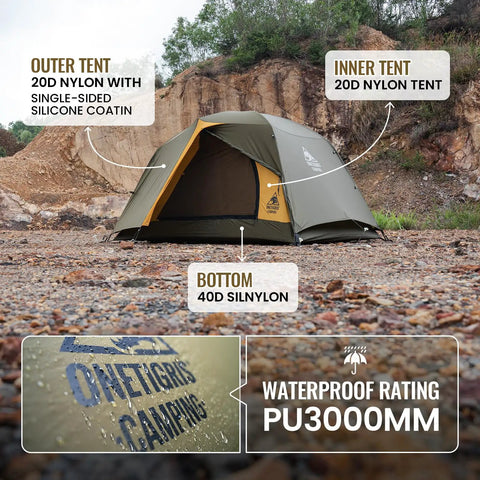 Stella 4 Season Camping Tent for 2 People Ultra Lightweight Backpacking Shelter waterproof 3000mm setup detail