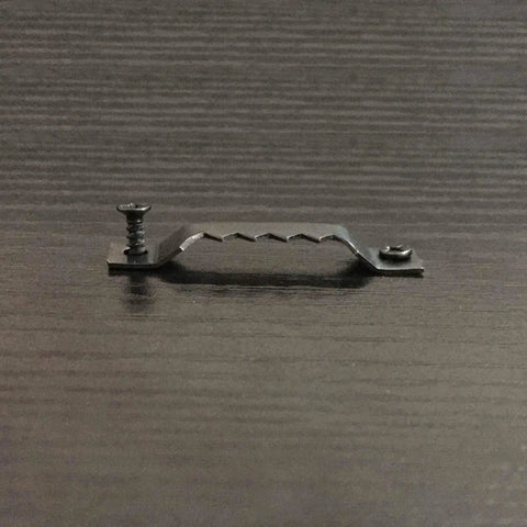 Side view of Steel Sawtooth Picture Hangers With Screws 50 Pack For Frames Clocks Paintings And Artwork Black Durable Rust Resistant