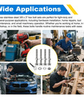 Heavy Duty 3/8-16 Hex Bolt Set Kit Five 3 Inch Stainless Steel 304 Right Hand Bolts With Nuts Flat Washers And Spring Lock Washers For DIY Fixes And Home Projects displayed with various applications in automotive and construction settings.