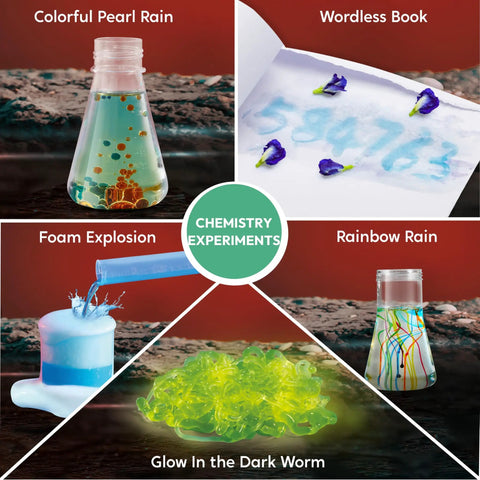 Ultimate Science Kit With 85 Plus Experiments For Kids Aged 6 7 8 Featuring Volcano Eruption Crystal Growing Chemistry And Earth Science Totally Hands On Activities For Curious Learners showcasing colorful chemistry experiments.