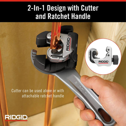 2-In-1 Close Quarters Tubing Cutter With Auto Feed For 1/4 To 1-1/8 Inch Copper, Brass, And Aluminum Tubing, Compact Auto-Feed Cutter Delivers Clean, Precise Cuts In Tight Spaces For Pros