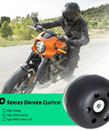 Motorcycle rider beside 30 Series Torque Converter Driver Clutch Kit For Go Karts And Mini Bikes Three Quarter Inch Shaft