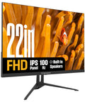 22-Inch Slick FHD IPS Gaming Monitor With 100Hz Refresh, 1ms Response Time, Built-In Speakers, side view
