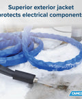 25 Foot Heated Water Hose For RVs With Self Regulating Heating Cable, Freeze Protection To Minus 40 Degrees, blue insulation