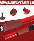 Handheld Rubber Sanding Drum Set With 120 Grit Sleeves Plugs Into Any Power Drill For Smoothing Wood Metal Plastic And Rust Removal featuring dual rubber drums.