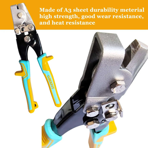 Lock Notcher And Gutter Crimper Tool For Sheet Metal And Vinyl Siding, close-up of steel jaws and ergonomic grips
