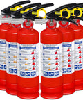 Six Pack 2.5 Lb ABC Dry Chemical Fire Extinguishers With Quick Release Handle for Home Car Boat RV Grill Kitchen